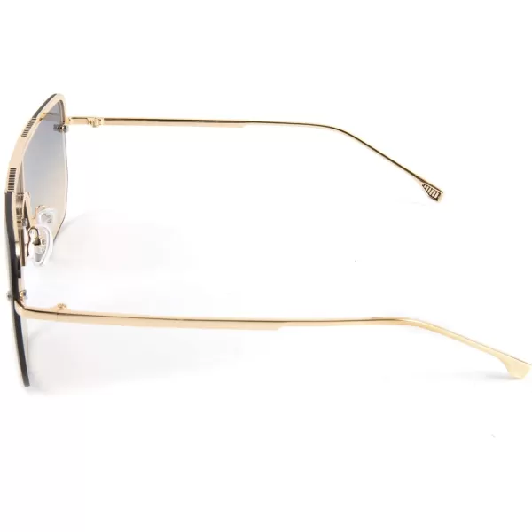 FEISEDY Siamese Flat Top Square Sunglasses One Piece SemiRimless Metal Frame Women Men Stylish B9009Blue  Yellow