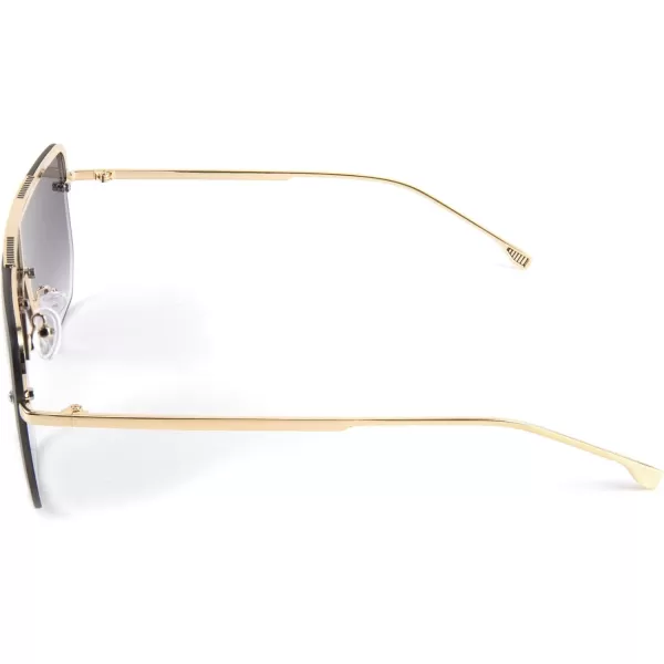 FEISEDY Siamese Flat Top Square Sunglasses One Piece SemiRimless Metal Frame Women Men Stylish B9009Gradient Grey