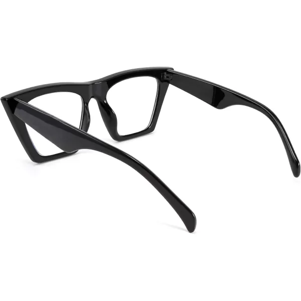 FEISEDY Square Cat Eye Reading Glasses Blue Light Blocking Women Fashion Cateye Reader Anti Glare Digital Eyestrain B2604Black