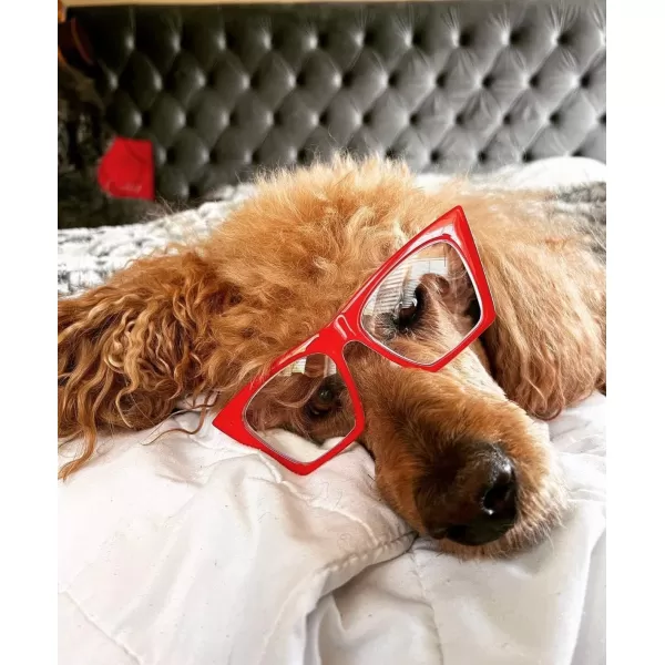 FEISEDY Square Cat Eye Reading Glasses Blue Light Blocking Women Fashion Cateye Reader Anti Glare Digital Eyestrain B2604Red