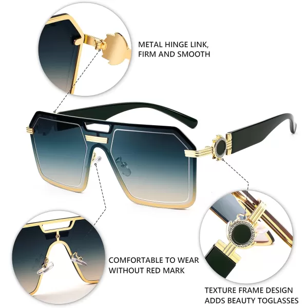 FEISEDY Square One Piece Sunglasses for Women Men Retro Fashion Modern Transparent Gradient Sunnies B9056