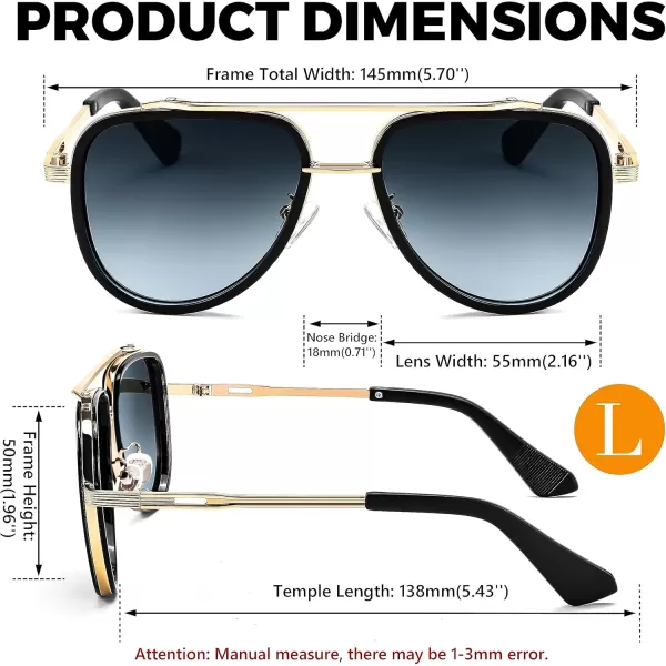 FEISEDY Sunglasses Men Aviator 70s Vintage Classic Square Frame UV400 Sun Glasses Driving Fishing Golf Hiking B0036Gradient Grey Lens 02