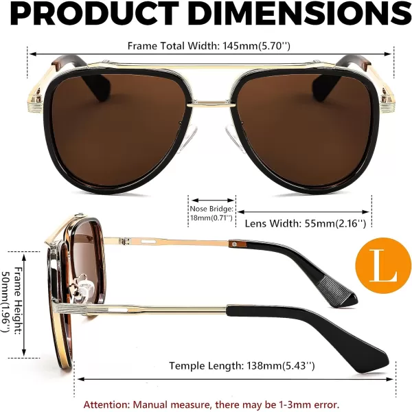 FEISEDY Sunglasses Men Aviator 70s Vintage Classic Square Frame UV400 Sun Glasses Driving Fishing Golf Hiking B0036Tea Lens 03