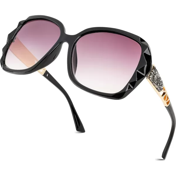FEISEDY Women Square Reading Sunglasses Sparkling Composite Shiny Frame Sun Reader Glasses B2923Black