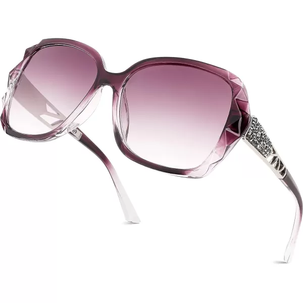 FEISEDY Women Square Reading Sunglasses Sparkling Composite Shiny Frame Sun Reader Glasses B2923Dark Rose Purple