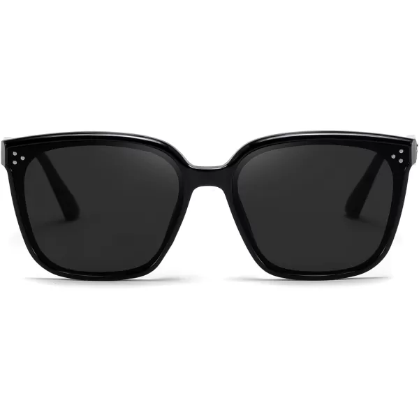 FEISEDY Women Trendy Square Sunglasses Oversized Vintage Cute Classic Simple Men Sun Glasses UV400 B0118Black Frame  Grey Lens