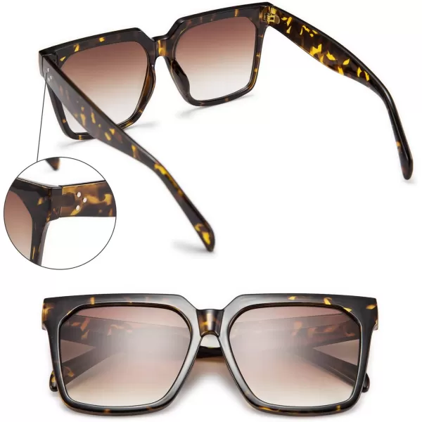 FEISEDY Womens Oversize Square Boyfriend Style Horned Rim Thick Plastic Sunglasses B2585