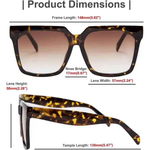 FEISEDY Womens Oversize Square Boyfriend Style Horned Rim Thick Plastic Sunglasses B2585