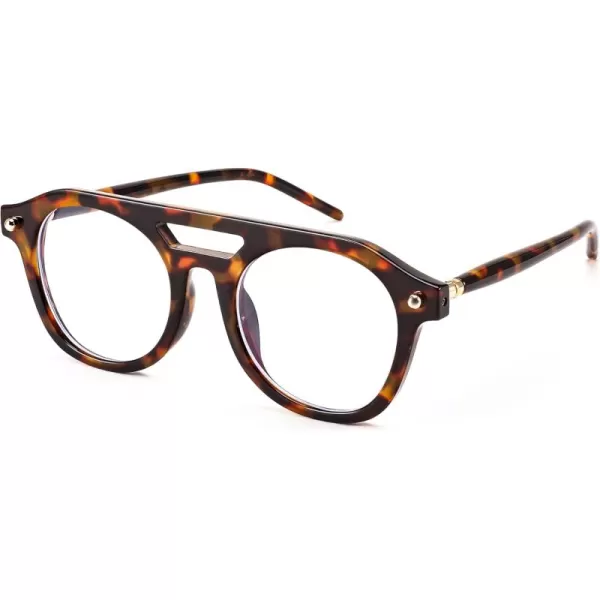 FEISEDY 70s Aviator Blue Light Blocking Glasses Square Pilot Frame Anti Glare Computer Glasses Women Men B0052001  Leopard