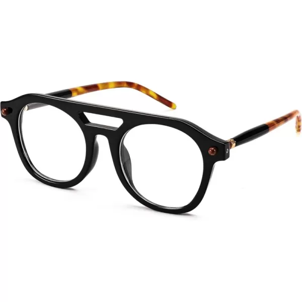 FEISEDY 70s Aviator Blue Light Blocking Glasses Square Pilot Frame Anti Glare Computer Glasses Women Men B0052002  Black Leopard
