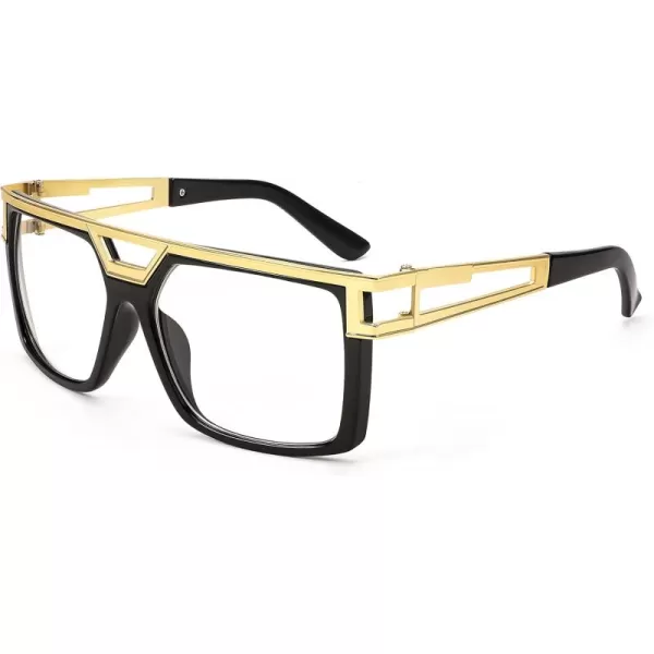 FEISEDY 80s Square Oversized Womens Mens Sunglasses 90s Hip Hop Costume for Rapper DJ Girls B9057Transparent