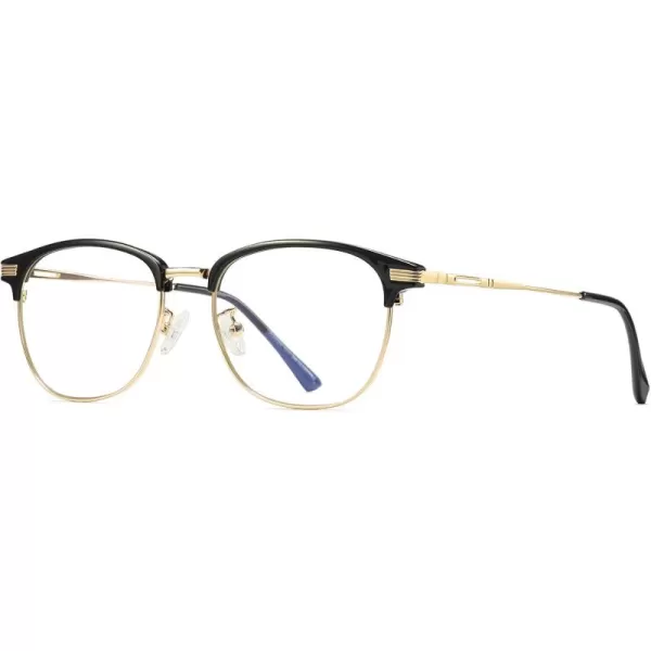 FEISEDY Blue Light Blocking Computer Eyeglasses Anti Blue Light Retro Semi Rimless Eyewear B2456Blackgold
