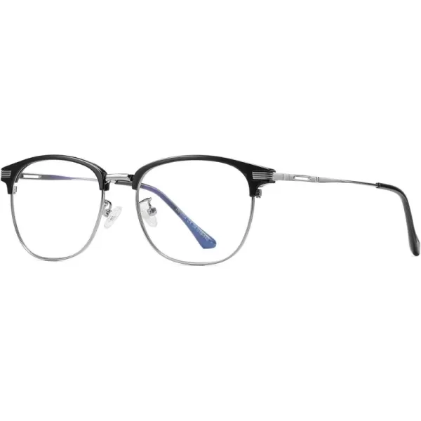 FEISEDY Blue Light Blocking Computer Eyeglasses Anti Blue Light Retro Semi Rimless Eyewear B2456Blackgunmetal
