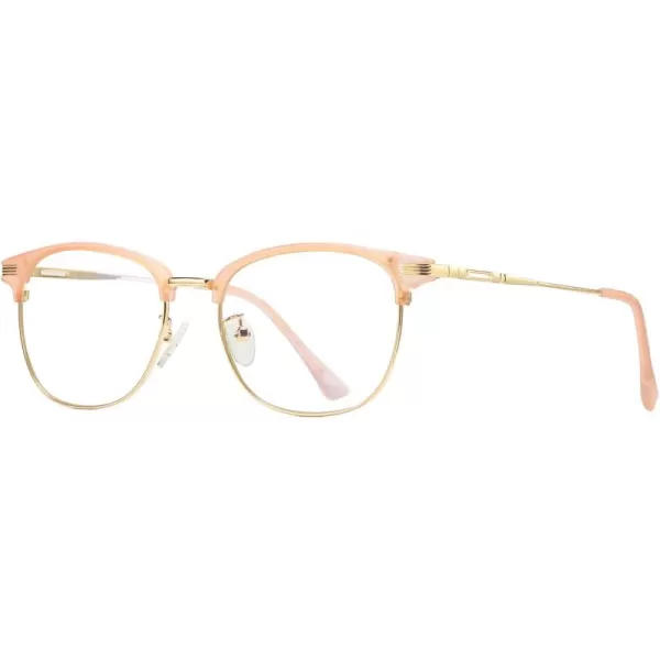 FEISEDY Blue Light Blocking Computer Eyeglasses Anti Blue Light Retro Semi Rimless Eyewear B2456Pinkgold