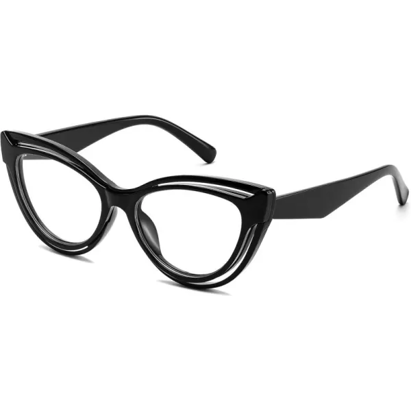 FEISEDY Blue Light Blocking Glasses Women Vintage Cat Eye Frame Anti Fatigue B0169Black