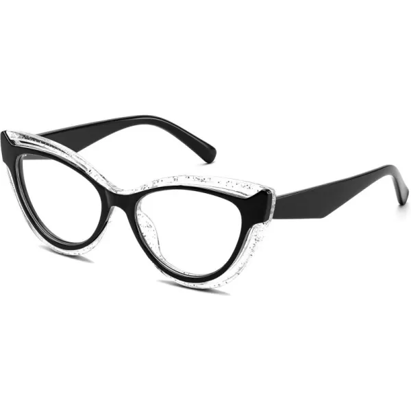 FEISEDY Blue Light Blocking Glasses Women Vintage Cat Eye Frame Anti Fatigue B0169Transparent Black