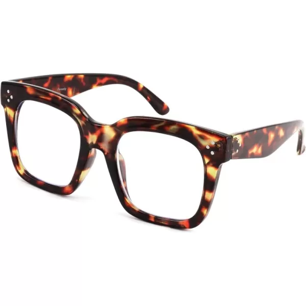 FEISEDY Blue Light Blocking Reading Glasses Oversized Readers Designer Luxury Square Eyewear Frame B2695FRLeopard Frame
