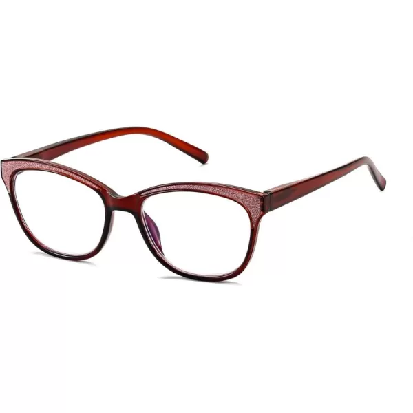 FEISEDY Cat Eye Reading Glasses Women Vintage Blue Light Blocking Reader Spring Hinge Readers B0136Brown