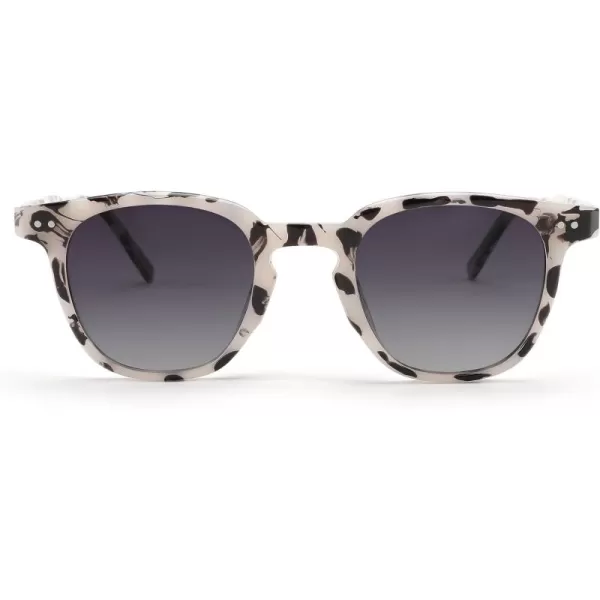 FEISEDY Classic Polarized Sunglasses Retro Round Sunglasses for Women Men Trendy Shades B0002004 Gray Leopard FrameGradient Gray Lens