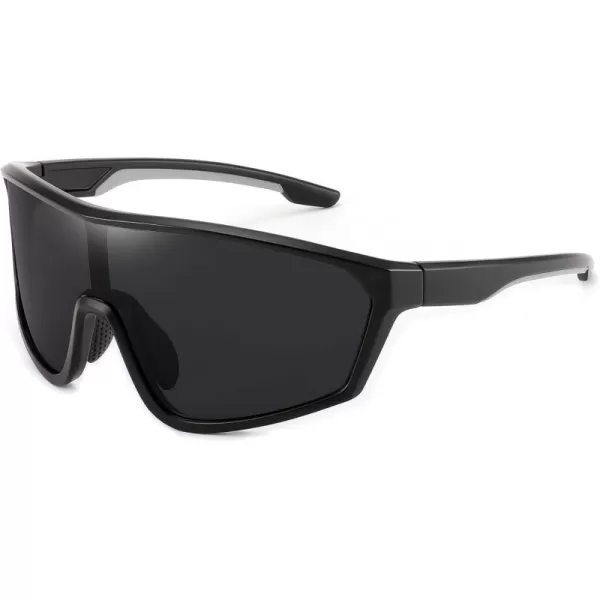 FEISEDY Cycling Sunglasses Men Women UV400 Protection for Baseball Cycling Sun Glasses Youth 812 B0085Grey Lenses Black Frame