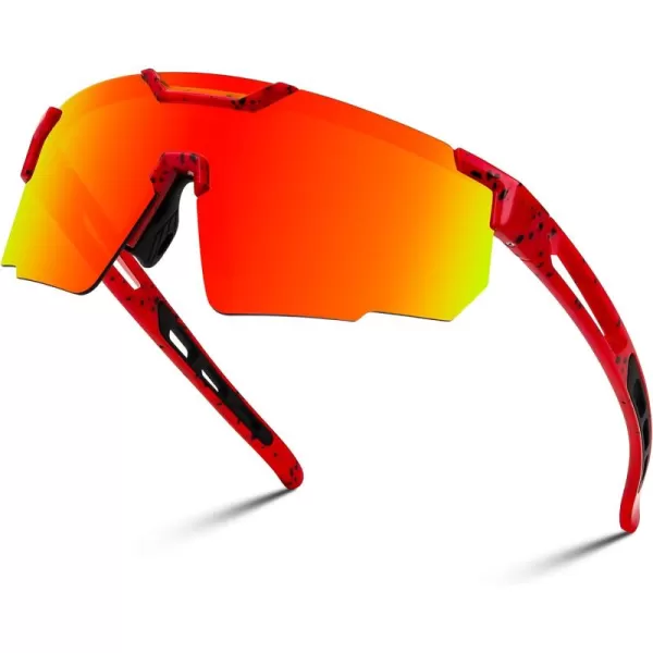 FEISEDY Cycling Sunglasses for Women Men 80s Sport Sun Glasses Baseball Running Softball with Youth Teens Shades B9146Red Frame Mirror Red