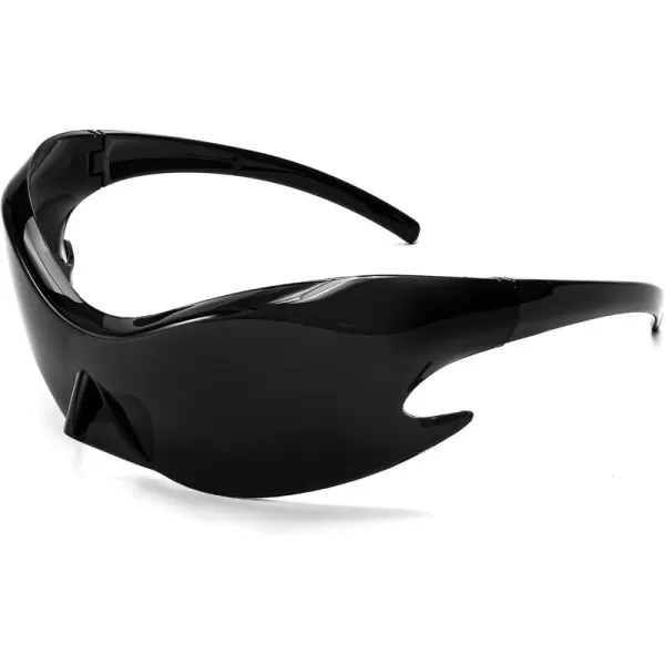 FEISEDY Futuristic Sunglasses Fashion Alien Y2K Wrap Around for Women Men B4135Black