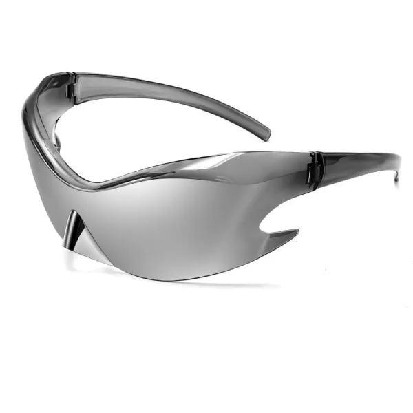 FEISEDY Futuristic Sunglasses Fashion Alien Y2K Wrap Around for Women Men B4135Sliver Mirror