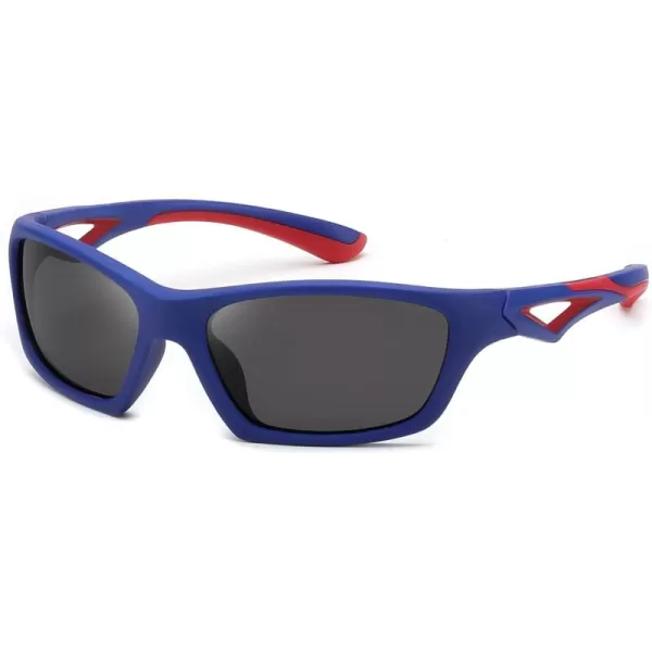 FEISEDY Kids Polarized Sunglasses TR90 Sports Cycling Glasses UV400 for Boys Girls Age 310 B0160Blue Frame Grey Lens