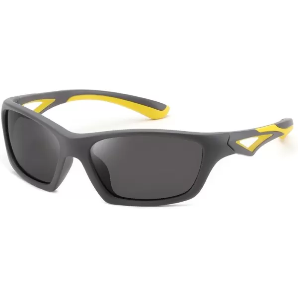 FEISEDY Kids Polarized Sunglasses TR90 Sports Cycling Glasses UV400 for Boys Girls Age 310 B0160Grey Frame Grey Lens
