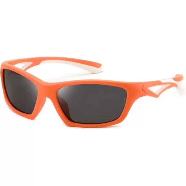 FEISEDY Kids Polarized Sunglasses TR90 Sports Cycling Glasses UV400 for Boys Girls Age 310 B0160Orange Frame Grey Lens