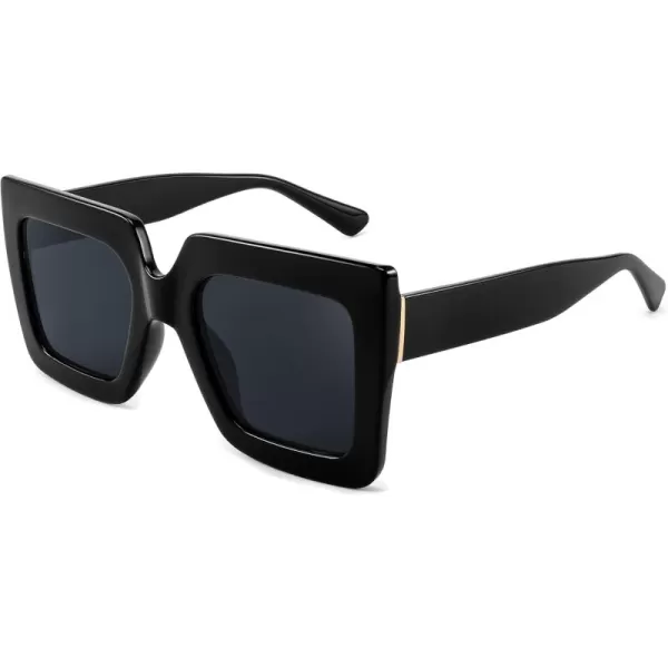 FEISEDY Oversized Square Sunglasses for Women Fashion Shades Luxury Big Sun Glasses UV400 Protection B2380Black