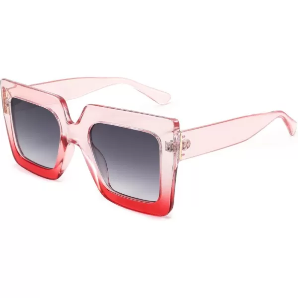 FEISEDY Oversized Square Sunglasses for Women Fashion Shades Luxury Big Sun Glasses UV400 Protection B2380Pink