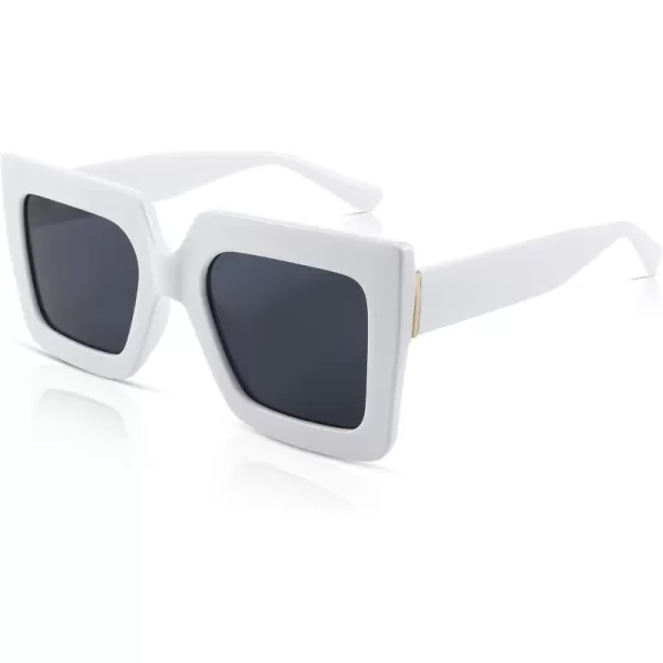 FEISEDY Oversized Square Sunglasses for Women Fashion Shades Luxury Big Sun Glasses UV400 Protection B2380White