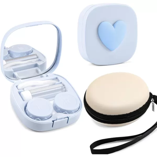 FEISEDY Portable Cute Contact Lens Case Remover Tool With Mirror Tweezers Kit for Women and Girl B0081Blue