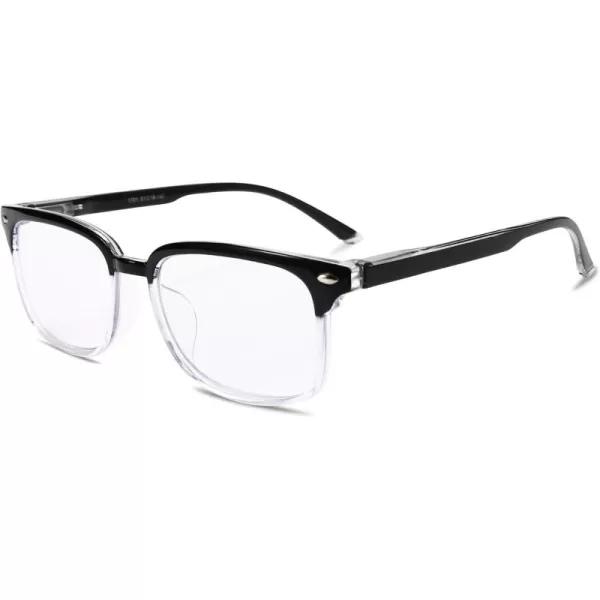 FEISEDY Progressive Multifocal Reading Glasses Blue Light blocking Reader Glasses TR90 Frame Women Men B2497Blackclear
