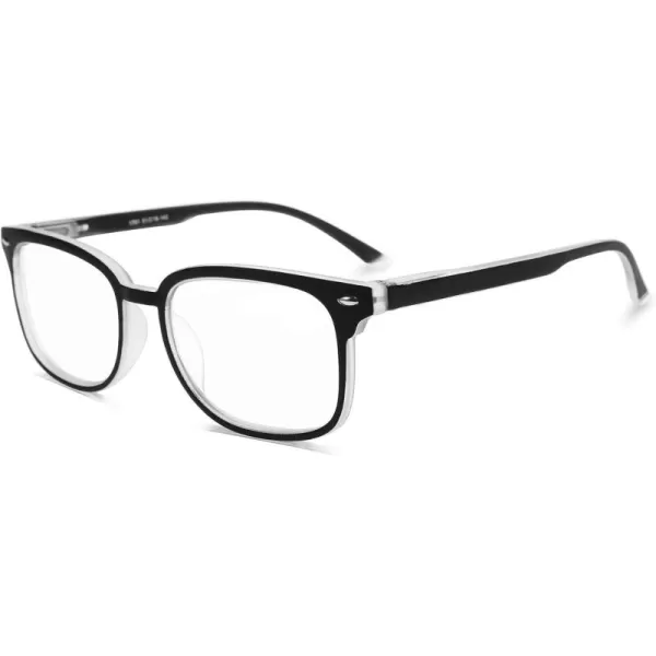 FEISEDY Progressive Multifocal Reading Glasses Blue Light blocking Reader Glasses TR90 Frame Women Men B2497Matt Black  Clear
