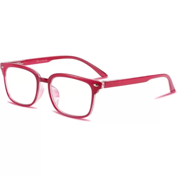 FEISEDY Progressive Multifocal Reading Glasses Blue Light blocking Reader Glasses TR90 Frame Women Men B2497Red  Clear