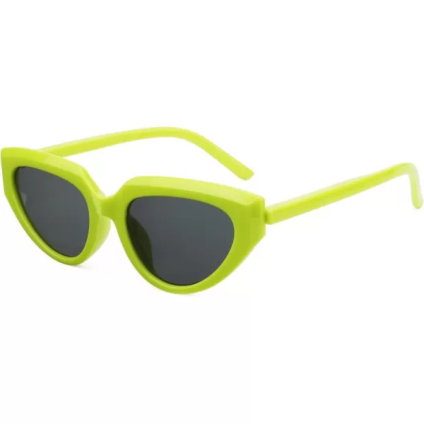 FEISEDY Retro Narrow Cat Eye Sunglasses for Women Vintage Clout Goggles Plastic Frame Cateye Sunglasses B9074Green