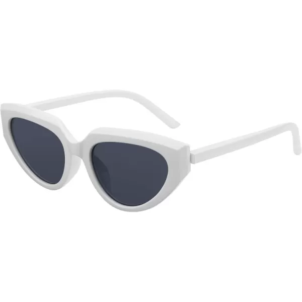 FEISEDY Retro Narrow Cat Eye Sunglasses for Women Vintage Clout Goggles Plastic Frame Cateye Sunglasses B9074White