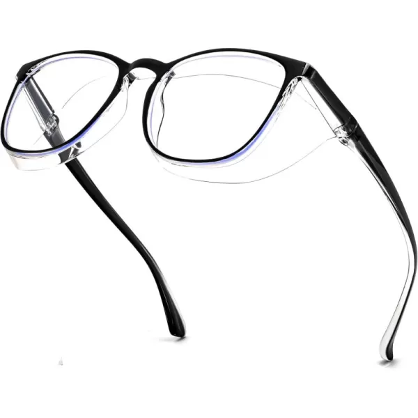 FEISEDY Safety Glasses Anti Fog Goggles Protective Eyewear Blue Light Blocking Clear Glasses for Women Men B9104Black