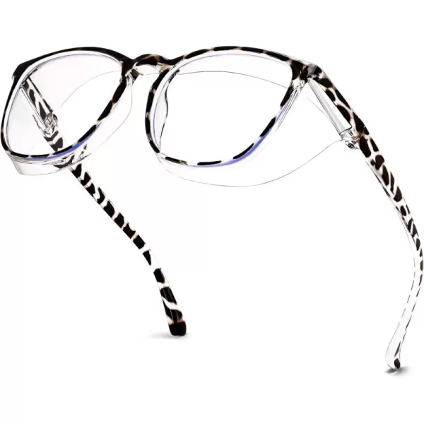 FEISEDY Safety Glasses Anti Fog Goggles Protective Eyewear Blue Light Blocking Clear Glasses for Women Men B9104Leopard