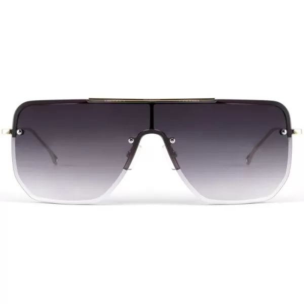 FEISEDY Siamese Flat Top Square Sunglasses One Piece SemiRimless Metal Frame Women Men Stylish B9009Gradient Grey