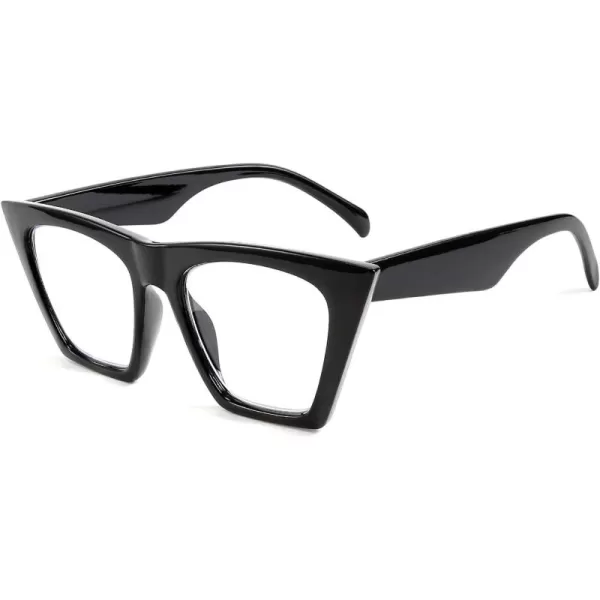 FEISEDY Square Cat Eye Reading Glasses Blue Light Blocking Women Fashion Cateye Reader Anti Glare Digital Eyestrain B2604Black