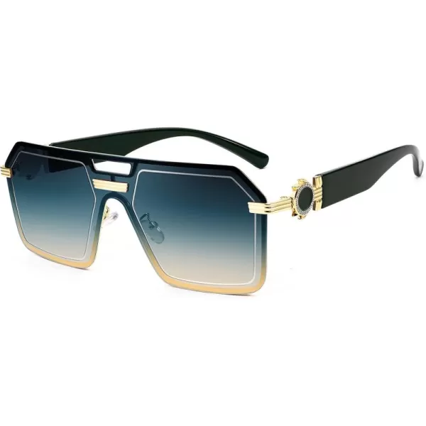 FEISEDY Square One Piece Sunglasses for Women Men Retro Fashion Modern Transparent Gradient Sunnies B9056