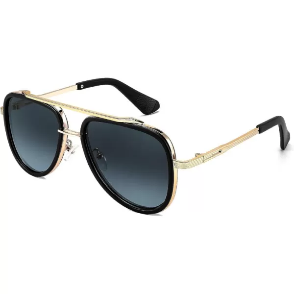 FEISEDY Sunglasses Men Aviator 70s Vintage Classic Square Frame UV400 Sun Glasses Driving Fishing Golf Hiking B0036Gradient Grey Lens 02