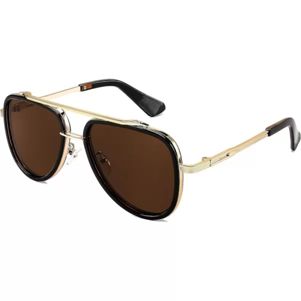 FEISEDY Sunglasses Men Aviator 70s Vintage Classic Square Frame UV400 Sun Glasses Driving Fishing Golf Hiking B0036Tea Lens 03
