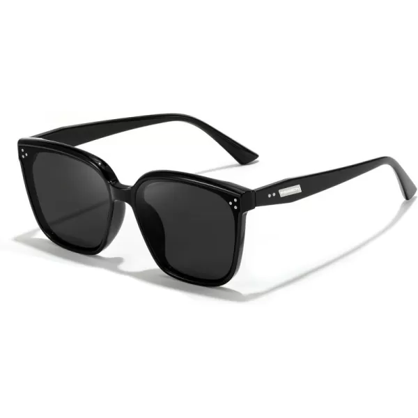 FEISEDY Women Trendy Square Sunglasses Oversized Vintage Cute Classic Simple Men Sun Glasses UV400 B0118Black Frame  Grey Lens