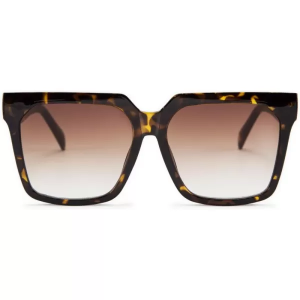 FEISEDY Womens Oversize Square Boyfriend Style Horned Rim Thick Plastic Sunglasses B2585
