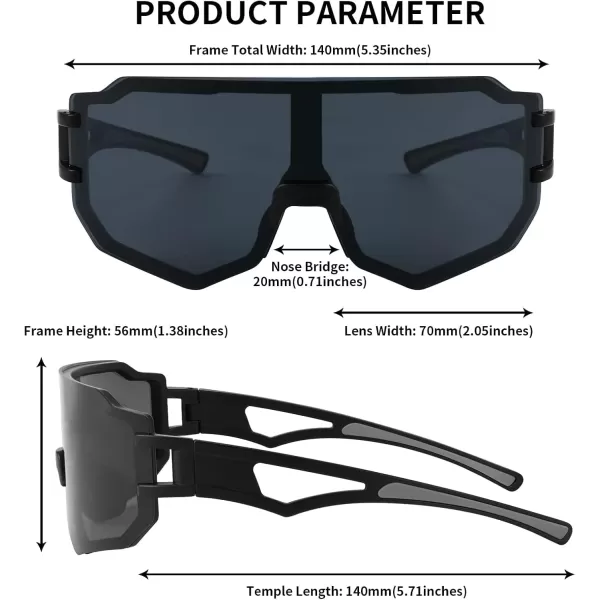 FEISEDY Sports Cycling Glasses Men Fashion Mirrored Bicycle Sunglasses One Piece Rimless Lens B2867001 Black  Black Grey Lens