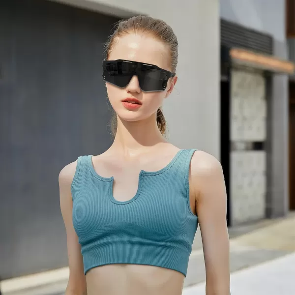 FEISEDY Cycling Glasses Sports Sunglasses for Men Women Youth Kids Baseball Softball Running Sunglasses B0223Black Frame Grey Lens